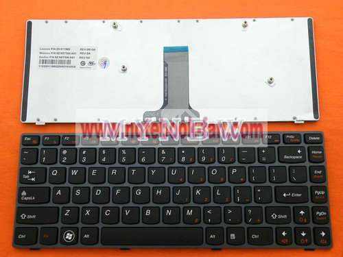 New LENOVO IdeaPad V370 Keyboard US GRAY FRAME BLACK 25-011980 - Click Image to Close